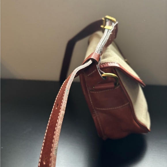 RARE Vintage Roots Stephy’s Bag Linen with leather trim - Picture 8 of 10